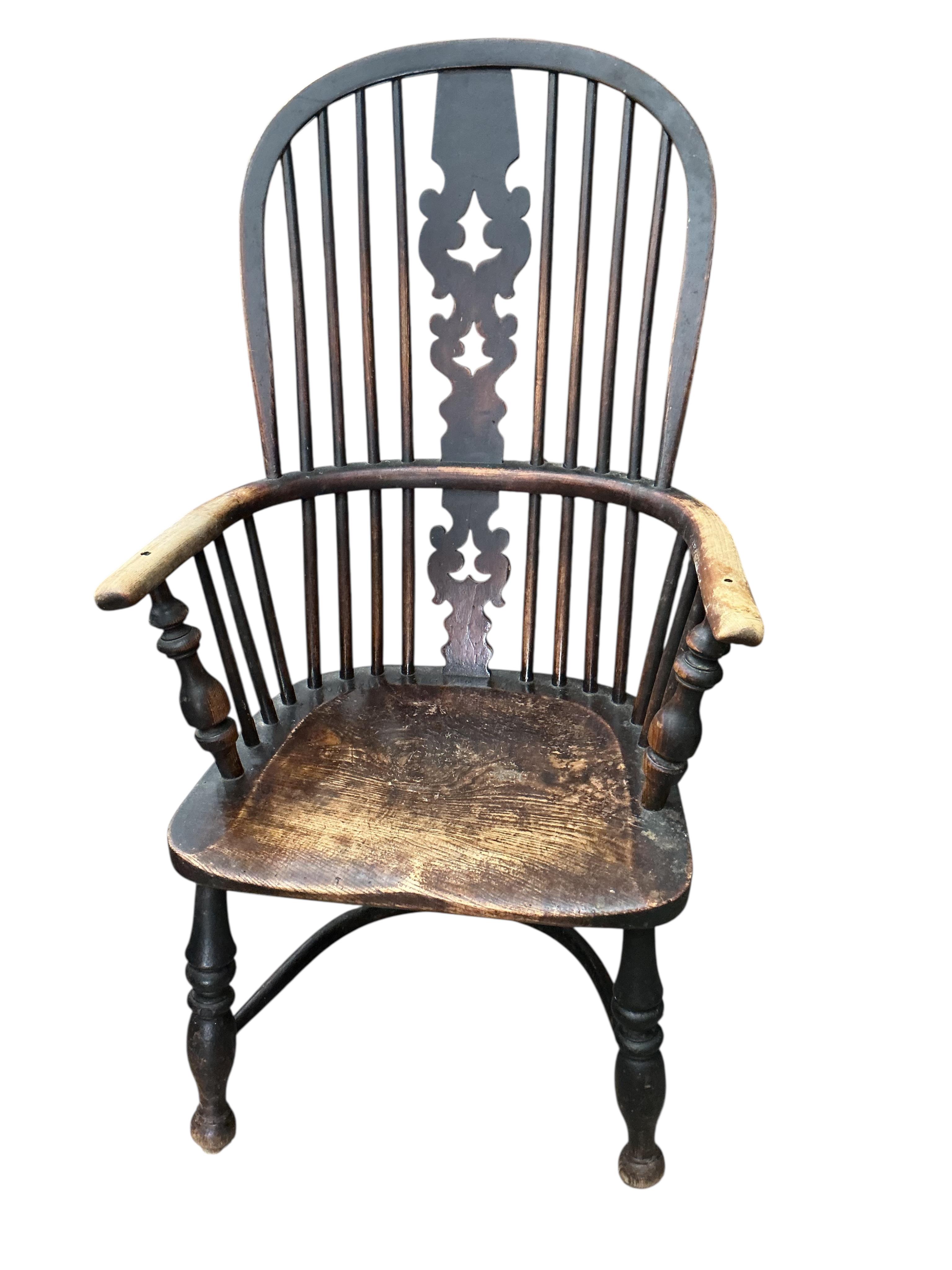 A 19th century Yorkshire area elm and beech Windsor armchair, width 56cm, depth 38cm, height 104cm